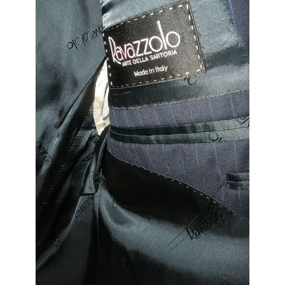 RAVAZZOLO Men's Navy Pinstripe Sport Coat Blazer ING LORO PIANA WOOL, Size 44R - Picture 4 of 5